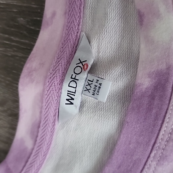 NEW! WILDFOX Tie Dye Stars Matching Sweatshirt & Shorts Set Purple White XXL - Picture 11 of 14